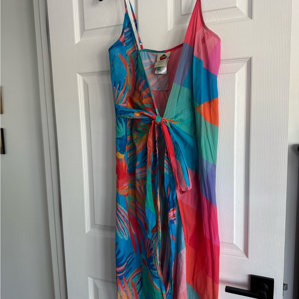 FARM Rio painted birds cotton coverup / beach dress